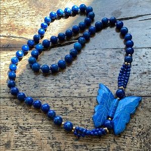 LAST CHANCE Lapis bead and butterfly necklace